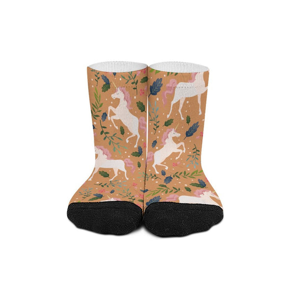 POD Small Size Short Socks Custom Design on Socks with Unicorn Repeat Pattern Unicorn Repeat Pattern