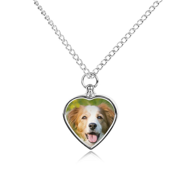 POD Upload Your Photo Metal Pet Urn Necklace Memorial Heart Urn Necklace