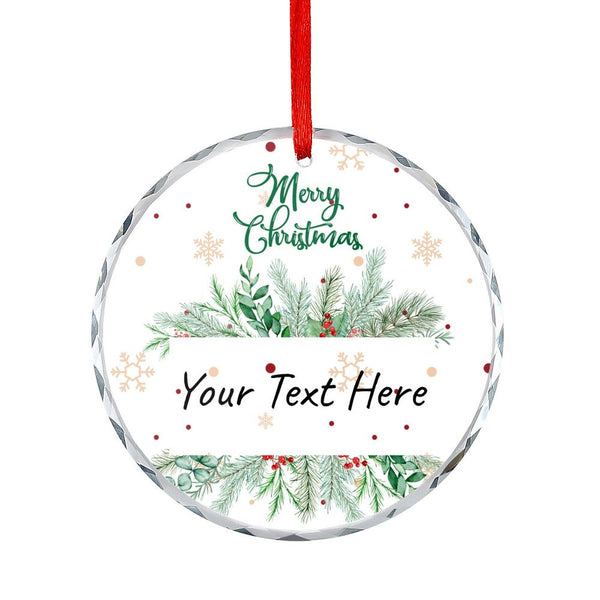 POD Glass Christmas Ornament Personalized Text Design Circle Christmas Pendant