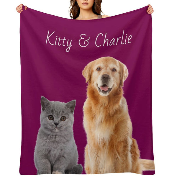 Custom Pet Blanket with Photo + Name Custom Cat Blanket Personalized Dog Moms Dads Blankets