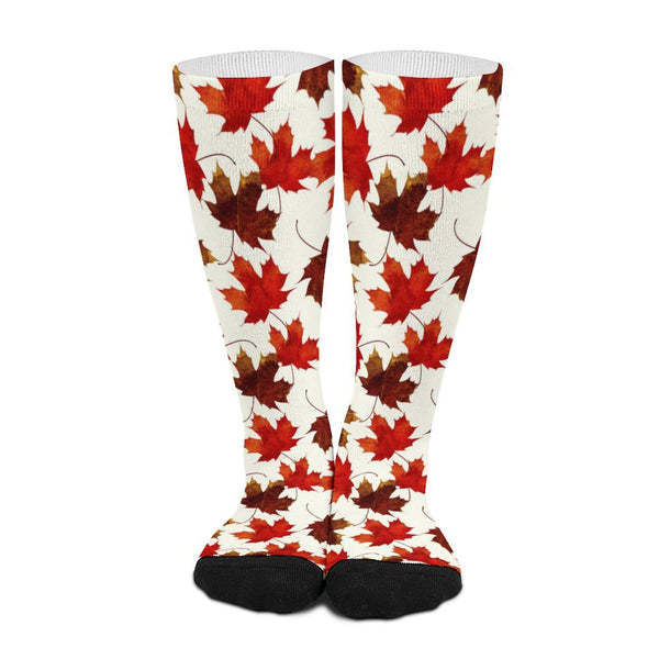 POD Color Matching Socks Large Size Personalized Your Design Socks Leaf Plant Pattern