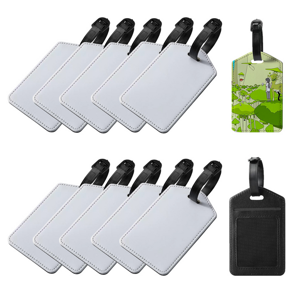 10pcs pack Dye Sublimation Blank PU Leather Luggage Tag
