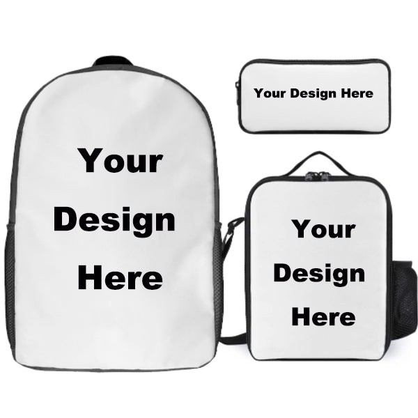 POD Upload Your Photo 3 in 1 17 inch Backpack+ Lunch Bag+Pencil Bag