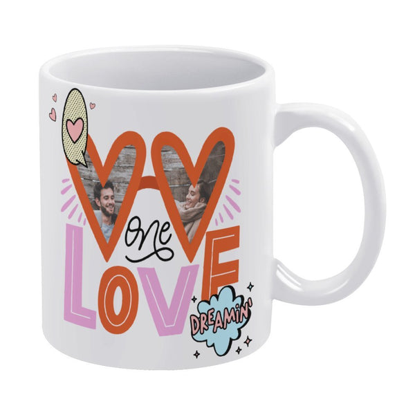 Love White Mug 330ml 11oz Ceramic White Coffee Mug for Couples Valentine's Day Gifts